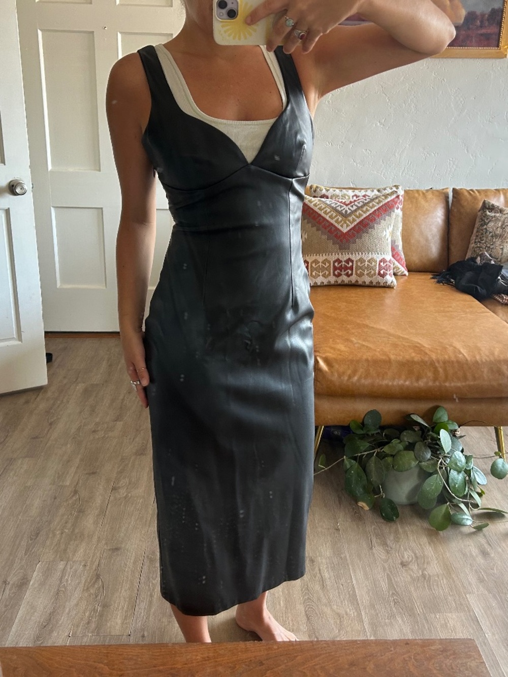 ASTR, Vegan leather full length dress